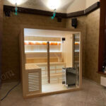 Ev Tipi Portatif Sauna – Stonewood Sedir Sauna 2 × 1,6 – özel üretim ahşap kapı detay görünümü 2