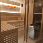 Ev Tipi Portatif Sauna – Stonewood Sedir Sauna 2 × 1,6 – özel üretim ahşap kapı detay görünümü 3