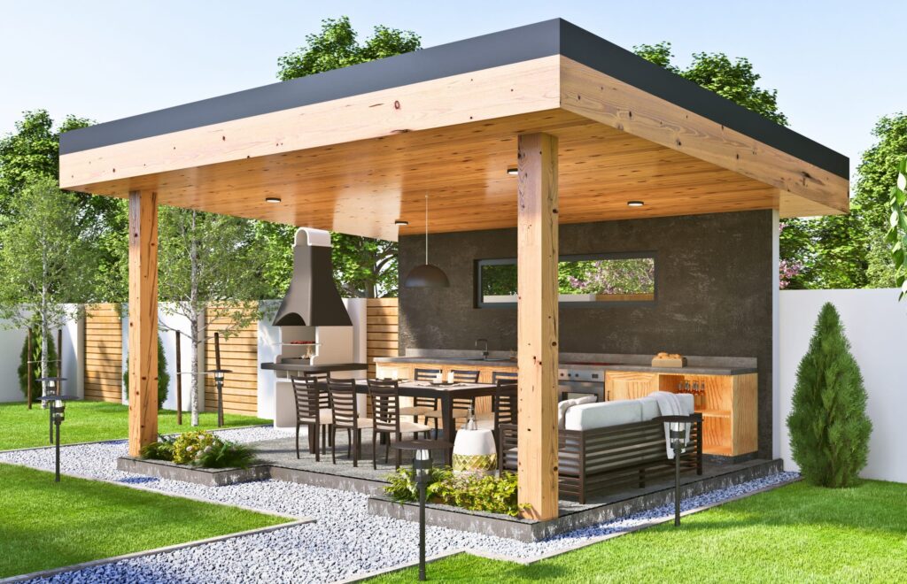 Stonewood Rose – Barbekülü Ahşap Kamelya 4 × 5 20 m² – özel üretim ahşap kamelya