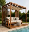 Modern Ahşap Pergola Oturma Alanı – Model KM-0024 – ahşap pergola detay görünümü 2