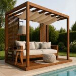 Modern Ahşap Pergola Oturma Alanı – Model KM-0024 – ahşap pergola detay görünümü 2