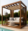 Modern Ahşap Pergola Oturma Alanı – Model KM-0024 – ahşap pergola detay görünümü 1