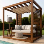 Modern Ahşap Pergola Oturma Alanı – Model KM-0024 – ahşap pergola detay görünümü 1