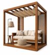 Modern Ahşap Pergola Oturma Alanı – Model KM-0024 – ahşap pergola detay görünümü 3