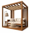 Modern Ahşap Pergola Oturma Alanı – Model KM-0024 – özel üretim ahşap pergola