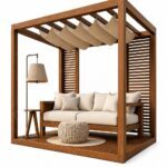 Modern Ahşap Pergola Oturma Alanı – Model KM-0024 – ahşap pergola detay görünümü 3