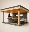Stonewood Rose – Barbekülü Ahşap Kamelya 4 × 5 20 m² – özel üretim ahşap kamelya