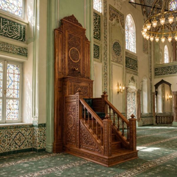 El Oyması Ahşap Cami Minberi – İslami Motifli Lüks Cami Minberi – özel üretim özel üretim ahşap ürün