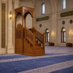 El İşçiliği Ahşap Cami Minberi – Oyma Motifli Geleneksel Cami – özel üretim ahşap korkuluk