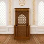 Ahşap Mihrap Kürsüsü – Oyma Desenli Cami ve Mescit Kürsüsü – özel üretim özel üretim ahşap raf