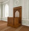 Ahşap Mihrap Kürsüsü – Oyma Desenli Cami ve Mescit Kürsüsü – özel üretim ahşap raf detay görünümü 2