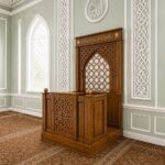 Ahşap Mihrap Kürsüsü – Oyma Desenli Cami ve Mescit Kürsüsü – özel üretim ahşap raf detay görünümü 2