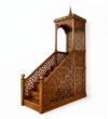 Ahşap Cami Minberi – El Oyması İslami Motifli Cami Minberi – ahşap korkuluk detay görünümü 4