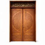 El İşçiliği Ahşap Cami Kapısı – Hat Sanatlı ve Motifli Özel Tasarım – özel üretim ahşap kapı detay görünümü 5