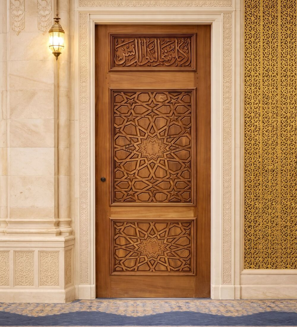 El İşçiliği Oyma Motifli Ahşap Kapı – İslami Desenli ve Hat Yazılı Tasarım | Sedirhane El İşçiliği Oyma Motifli Ahşap Kapı – İslami Desenli ve Hat Yazılı Tasarım – özel üretim özel üretim ahşap kapı