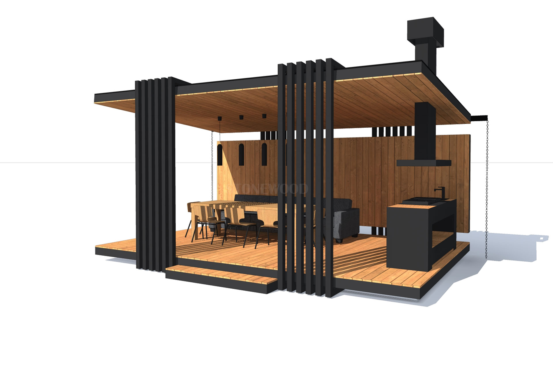 Modern Ahşap Kamelya – Stonewood Mila 23 m² 5 × 4,6 | Sedirhane Modern Ahşap Kamelya – Stonewood Mila 23 m² 5 × 4,6 – özel üretim ahşap pergola