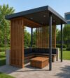 Modern Ahşap Pergola Oturma Alanı – Model KM-0025 – özel üretim ahşap pergola