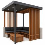 Modern Ahşap Pergola Oturma Alanı – Model KM-0025 – ahşap pergola detay görünümü 3