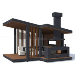 Barbekülü Ahşap Kamelya – Stonewood Kahve 4 × 6 – özel üretim ahşap kamelya