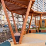 Ahşap Aydınlatmalı Pergola – Stonewood Prizma – ahşap pergola detay görünümü 1