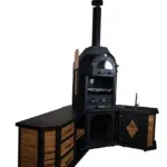 Modern Bahçe Barbeküsü – Avangarde Köşe Fırınlı Barbekü – özel üretim ahşap kapı detay görünümü 3
