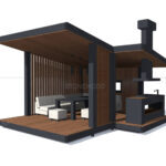 Barbekülü Ahşap Kamelya – Stonewood Kahve 4 × 6 – ahşap kamelya detay görünümü 2
