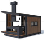 Barbekülü Ahşap Kamelya – Stonewood Kahve 4 × 6 – ahşap kamelya detay görünümü 3