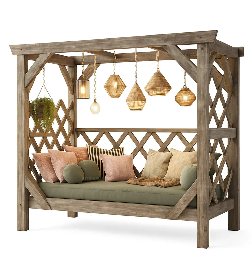 Ahşap Pergolalı Bahçe Salıncağı – özel üretim ahşap pergola