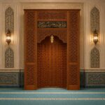 CNC Oyma Ceviz Ağacı Cami Mihrabı – Hat Yazılı Cami Mihrabı – özel üretim özel üretim ahşap ürün