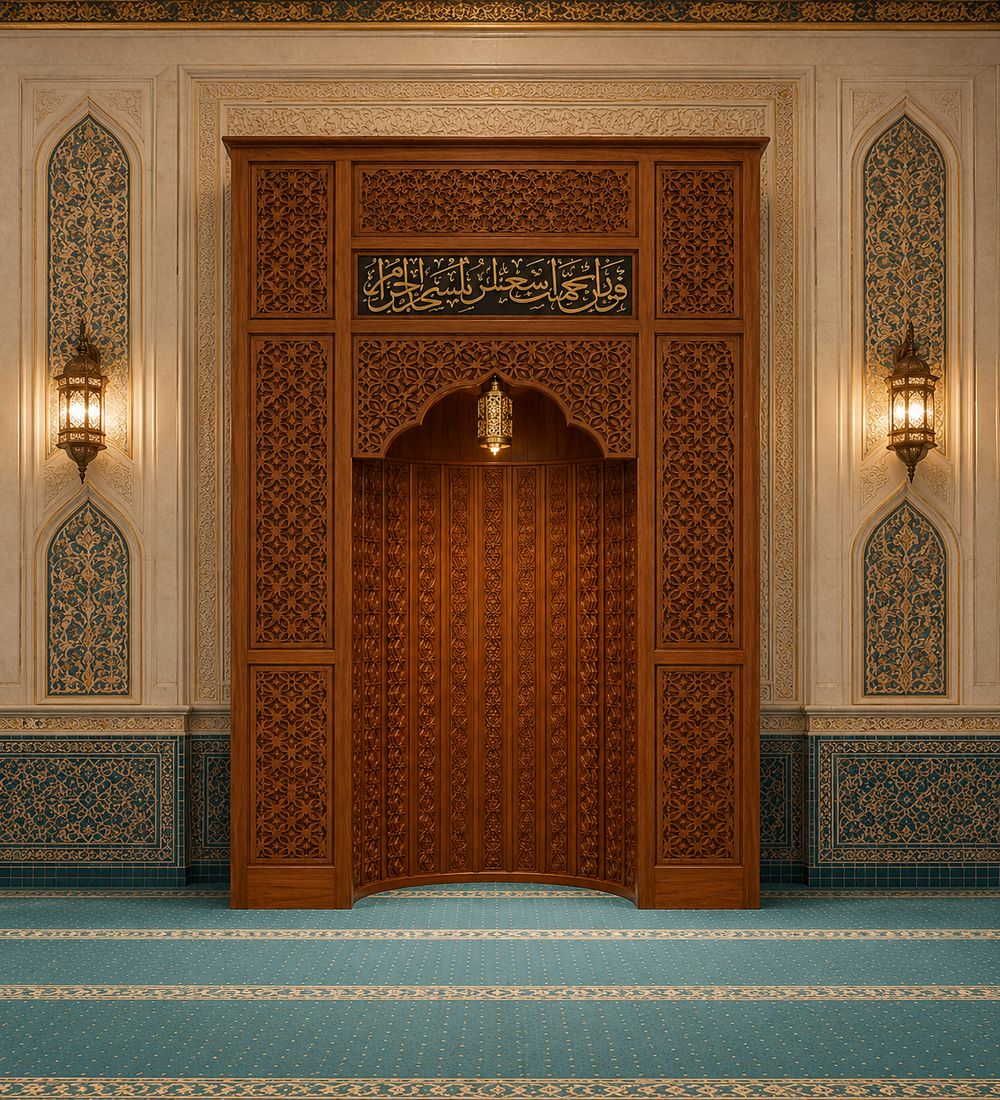 CNC Oyma Ceviz Ağacı Cami Mihrabı – Hat Yazılı Cami Mihrabı | Sedirhane CNC Oyma Ceviz Ağacı Cami Mihrabı – Hat Yazılı Cami Mihrabı – özel üretim özel üretim ahşap ürün