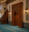 CNC Oyma Ceviz Ağacı Cami Mihrabı – Hat Yazılı Cami Mihrabı – özel üretim ahşap ürün detay görünümü 2