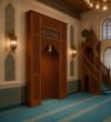 CNC Oyma Ceviz Ağacı Cami Mihrabı – Hat Yazılı Cami Mihrabı – özel üretim ahşap ürün detay görünümü 3