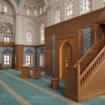 Hat Bordürlü Ahşap Cami Seti – özel üretim ahşap kapı detay görünümü 2