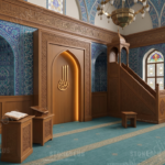 Hat Bordürlü Ahşap Cami Seti – özel üretim ahşap kapı detay görünümü 3
