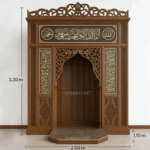 Altın Hatlı Klasik Ahşap Cami Mihrabı – özel üretim ahşap ürün detay görünümü 1
