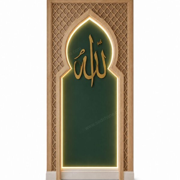 Allah Hatlı Yeşil Cami Mihrabı – özel üretim özel üretim ahşap kapı