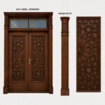 CNC İşlemeli Çift Kanatlı Ahşap Cami Kapısı – özel üretim ahşap kapı detay görünümü 1
