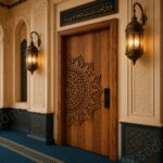 Yarım Mandala Motifli Ahşap Kapı – özel üretim ahşap kapı detay görünümü 1