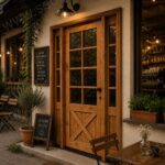 Cam Panelli Rustik Kafe Kapısı – özel üretim ahşap kapı detay görünümü 2