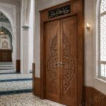 Hat Panolu Osmanlı Göbek Motifli Çift Kanatlı Cami Kapısı – özel üretim ahşap kapı detay görünümü 2