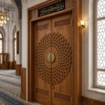 Hatlı Güneş Motifli Kapı – özel üretim ahşap kapı detay görünümü 1