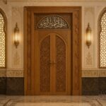 Hatlı Kemerli Cami Kapısı – özel üretim ahşap kapı detay görünümü 1
