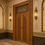Hatlı Kemerli Cami Kapısı – özel üretim ahşap kapı detay görünümü 2