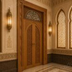 Hatlı Kemerli Cami Kapısı – özel üretim ahşap kapı detay görünümü 3