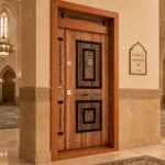 Yangına Dayanımlı Modern Ahşap Cami Kapısı – özel üretim ahşap kapı detay görünümü 2