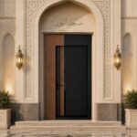 Modern Ahşap Cami İç Mekân Kapısı – özel üretim ahşap kapı detay görünümü 1