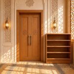 Ahşap Cami İç Mekân Seti – Minber, Mihrap ve Ahşap Kapı – özel üretim ahşap kapı detay görünümü 2