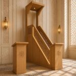 Ahşap Cami İç Mekân Seti – Minber, Mihrap ve Ahşap Kapı – özel üretim ahşap kapı detay görünümü 3