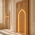 Ahşap Cami İç Mekân Seti – Minber, Mihrap ve Ahşap Kapı – özel üretim ahşap kapı detay görünümü 4