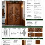Hatlı Rumi Çift Kapı – özel üretim ahşap kapı detay görünümü 3